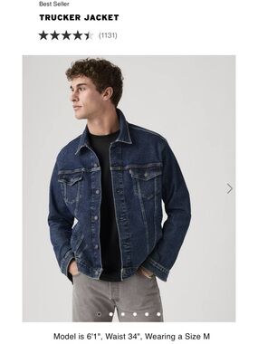 Levi's Trucker Denim Jacket Men's Size L Blue Medium Wash Stretch Button